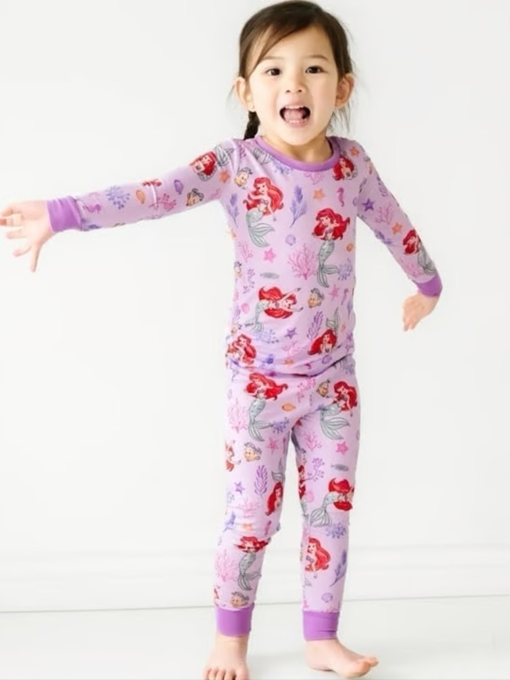 Little sleepies Disney Ariel Part of her world bamboo pajama set 18/24 months